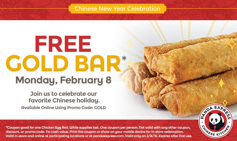 Panda Express Free Gold Bar on 2/8 only