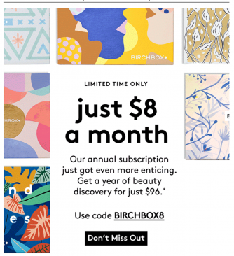 Birchbox: Yearly Subscription deal $8 a month