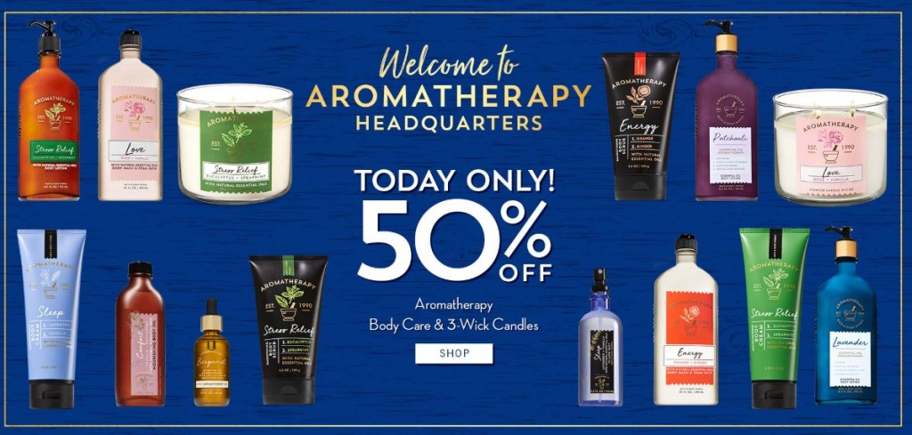 Bath & Body Works Aromatherapy 50% off – as low as $6.75
