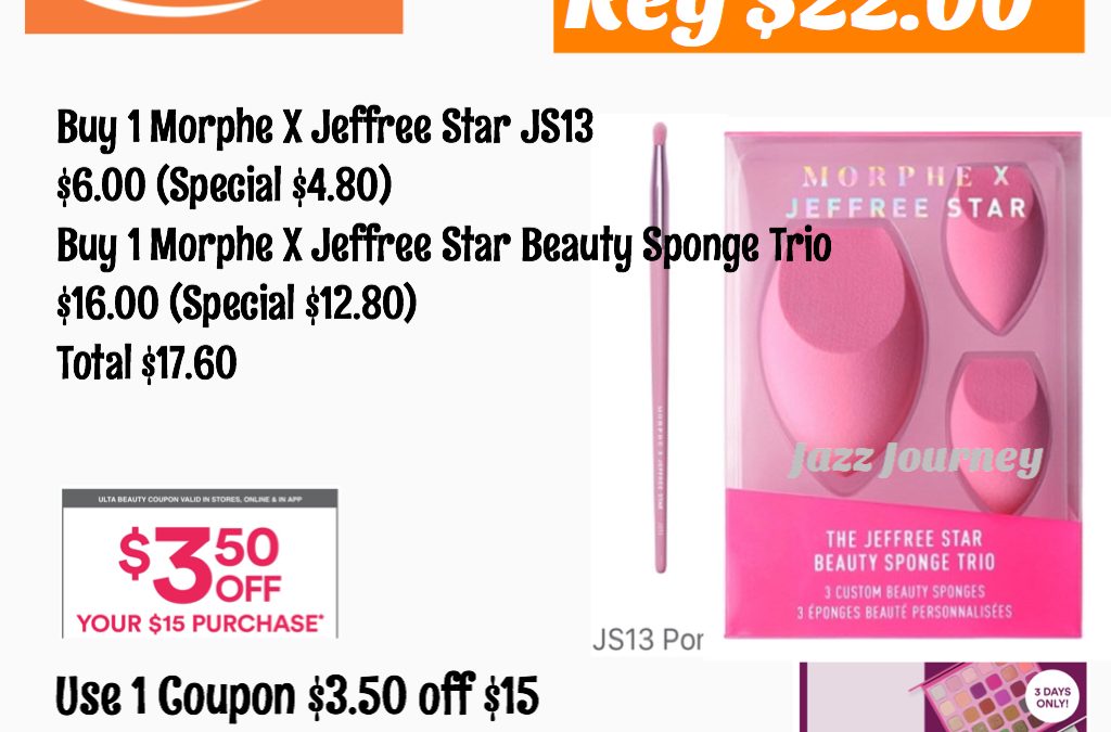 Ulta Morphe Jeffree Star Brush & Sponge Trio for $14.10 (reg $22.00)